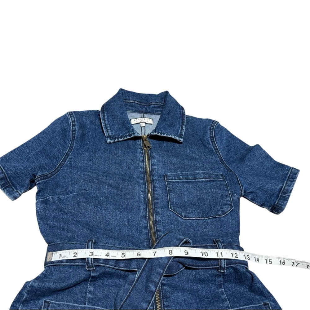 Bagatelle Collection‎ Denim Utility Romper Women’s Size 27 Belted Zip-Front - Picture 5 of 11